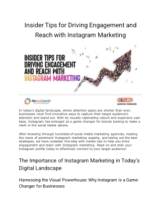 Insider Tips for Driving Engagement and Reach with Instagram Marketing