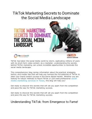 TikTok Marketing Secrets to Dominate the Social Media Landscape