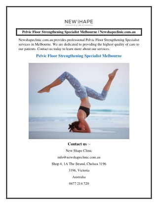 Pelvic Floor Strengthening Specialist Melbourne  Newshapeclinic.com.au