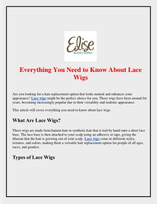 Everything You Need to Know About Lace Wigs