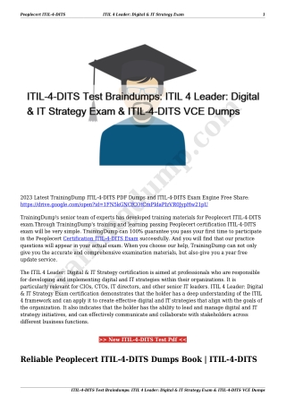 ITIL-4-DITS Test Braindumps: ITIL 4 Leader: Digital & IT Strategy Exam & ITIL-4-DITS VCE Dumps