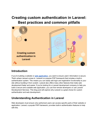 Creating custom authentication in Laravel: Best practices and common pitfalls