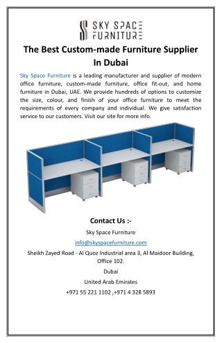 The Best Custom-made Furniture Supplier In Dubai