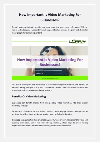 How Important Is Video Marketing For Businesses?