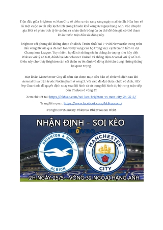 Link vào xem trận Brighton vs Man City (2h, 255) không bị chặn tại bk8vaocom