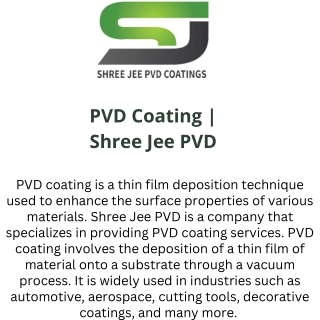 PVD Coating - Shree Jee PVD