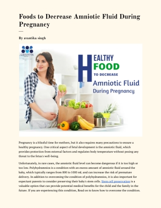 Foods to Decrease Amniotic Fluid During Pregnancy