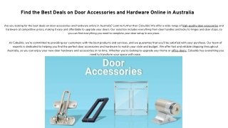 Find the Best Deals on Door Accessories and Hardware Online in Australia