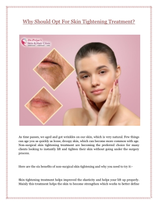 Why Should Opt For Skin Tightening Treatment?