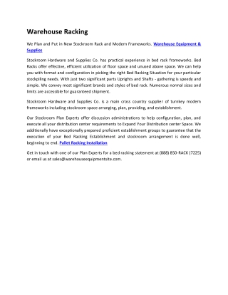 Warehouse Equipment & Supplies