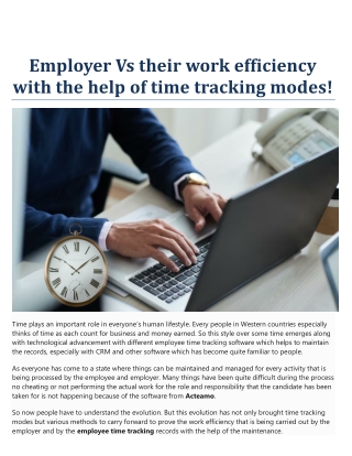 Employer Vs their work efficiency with the help of time tracking modes!