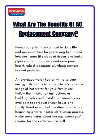 What Are The Benefits Of AC Replacement Company?