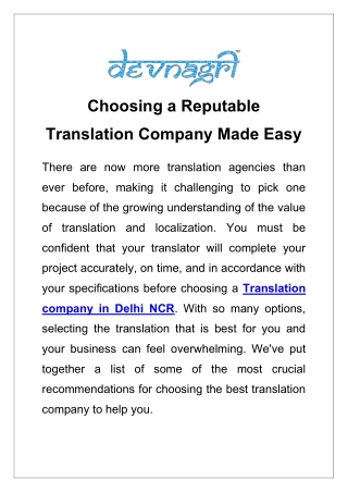 Choosing a Reputable Translation Company Made Easy