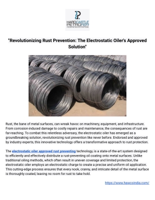 "Revolutionizing Rust Prevention: The Electrostatic Oiler's Approved Solution"
