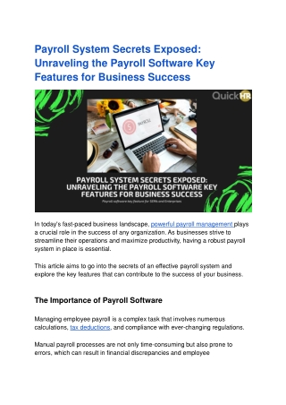 Payroll System Secrets Exposed_ Unraveling the Payroll Software Key Features for Business Success
