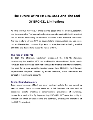 The Future Of NFTs_ ERC-6551 And The End Of ERC-721 Limitations