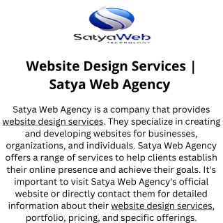 Website Design Services  Satya Web Agency