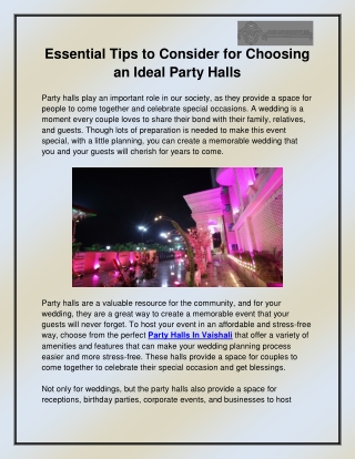 Party Halls In Vaishali