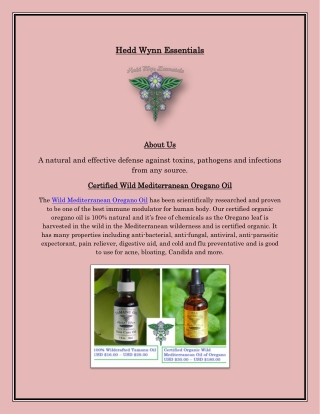 Certified Organic Oregano Oil