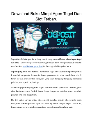 Download Buku Mimpi Agen Togel Dan Slot Terbaru