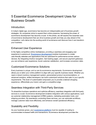 5 Essential Ecommerce Development Uses for Business Growth