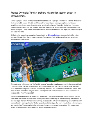 France Olympic Turkish archery hits stellar season debut in Olympic Paris