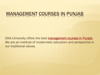 Management Courses in Punjab