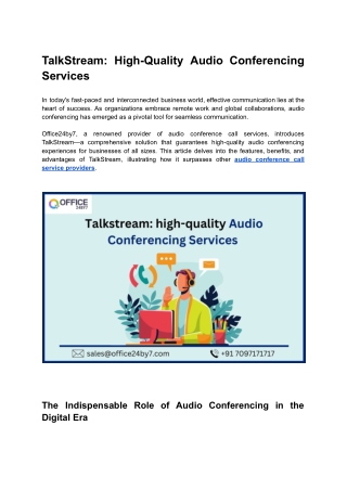 TalkStream_ High-Quality Audio Conferencing Services