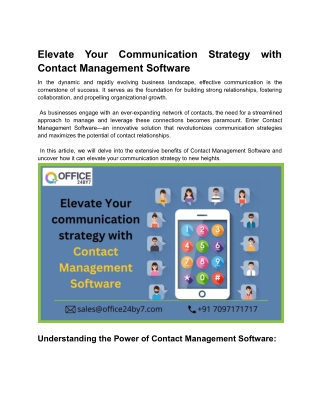 Elevate Your Communication Strategy with Contact Management Software