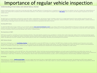 Importance of regular vehicle inspection