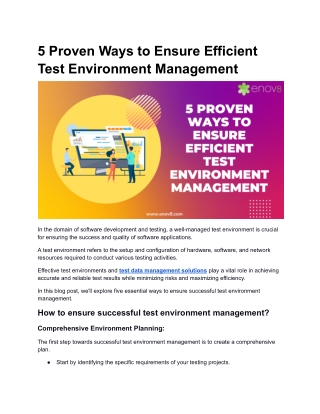 5 Proven Ways to Ensure Efficient Test Environment Management