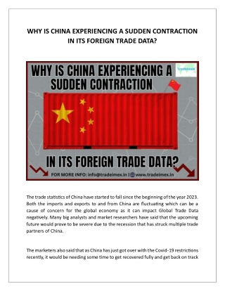 WHY IS CHINA EXPERIENCING A SUDDEN CONTRACTION IN ITS FOREIGN TRADE DATA