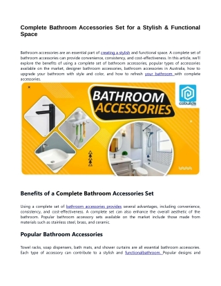 Complete Bathroom Accessories Set for a Stylish & Functional Space