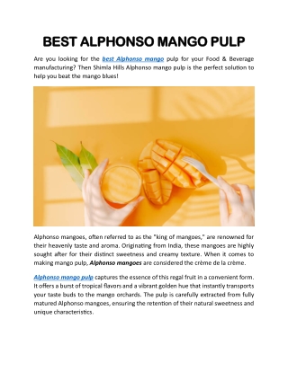 BEST ALPHONSO MANGO PULP