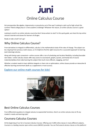 Mastering Calculus with Juni Learning: Your Comprehensive Guide to Online Course