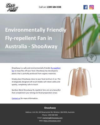 Environmentally Friendly Fly-repellent Fan in Australia – ShooAway