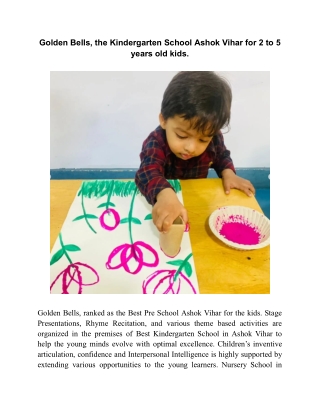 Golden Bells, the Kindergarten School Ashok Vihar for 2 to 5 years old kids