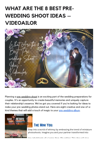 WHAT ARE THE 8 BEST PRE-WEDDING SHOOT IDEAS – VIDEOAILOR