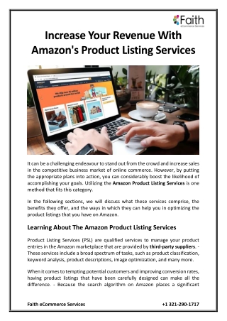 Increase Your Revenue With Amazon's Product Listing Services