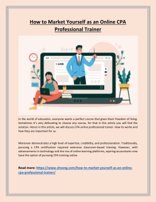 How to Market Yourself as an Online CPA Professional Trainer