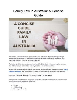 Family Law In Australia: A Concise Guide