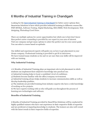 6 Months of Industrial Training in Chandigarh