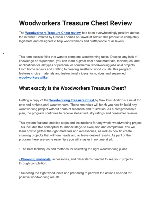 Woodworkers Treasure Chest Review