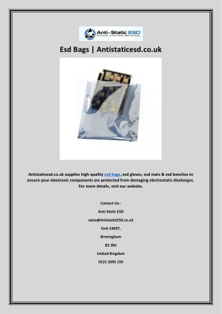 Esd Bags | Antistaticesd.co.uk
