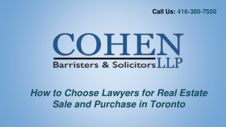 How to Choose Lawyers for Real Estate Investments in Toronto