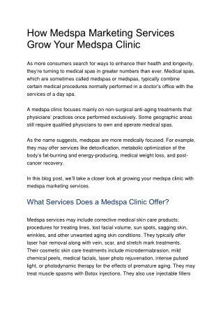 How Medspa Marketing Services Grow Your Medspa Clinic