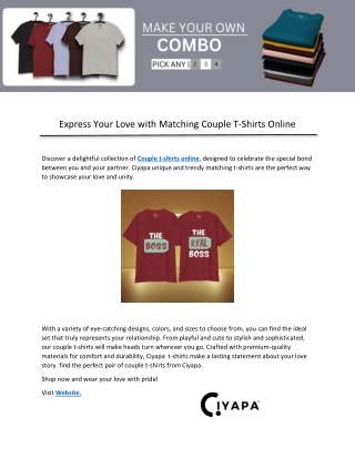 Express Your Love with Matching Couple T-Shirts Online