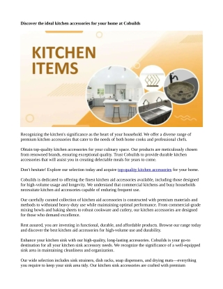 Discover the ideal kitchen accessories for your home at Cobuilds