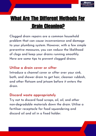 What Are The Different Methods For Drain Cleaning?