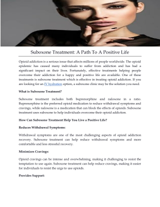 Suboxone Treatment A Path To A Positive Life